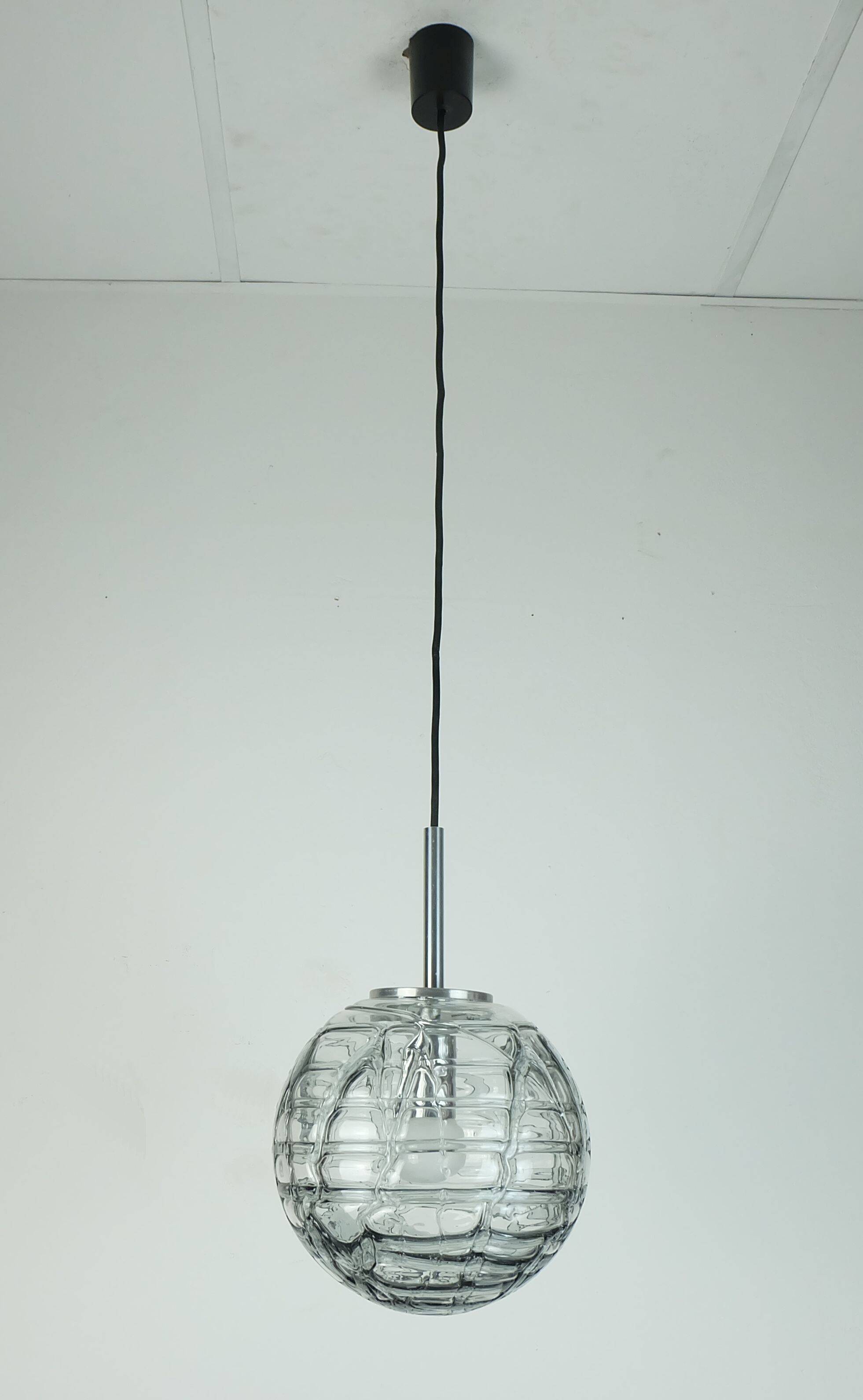 No. 2 of 2 - elegant doria pendant lamp clear and smoke grey 60s 70s