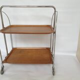 Vintage coffee table, bar, folding side table on wheels