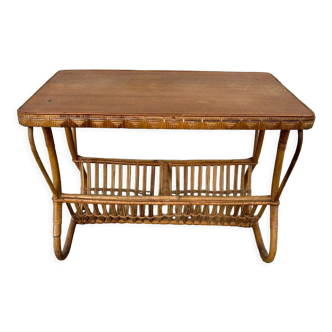 Vintage rattan magazine table