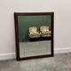 Vintage sectional wall mirror with wooden frame & brass details, 1950s