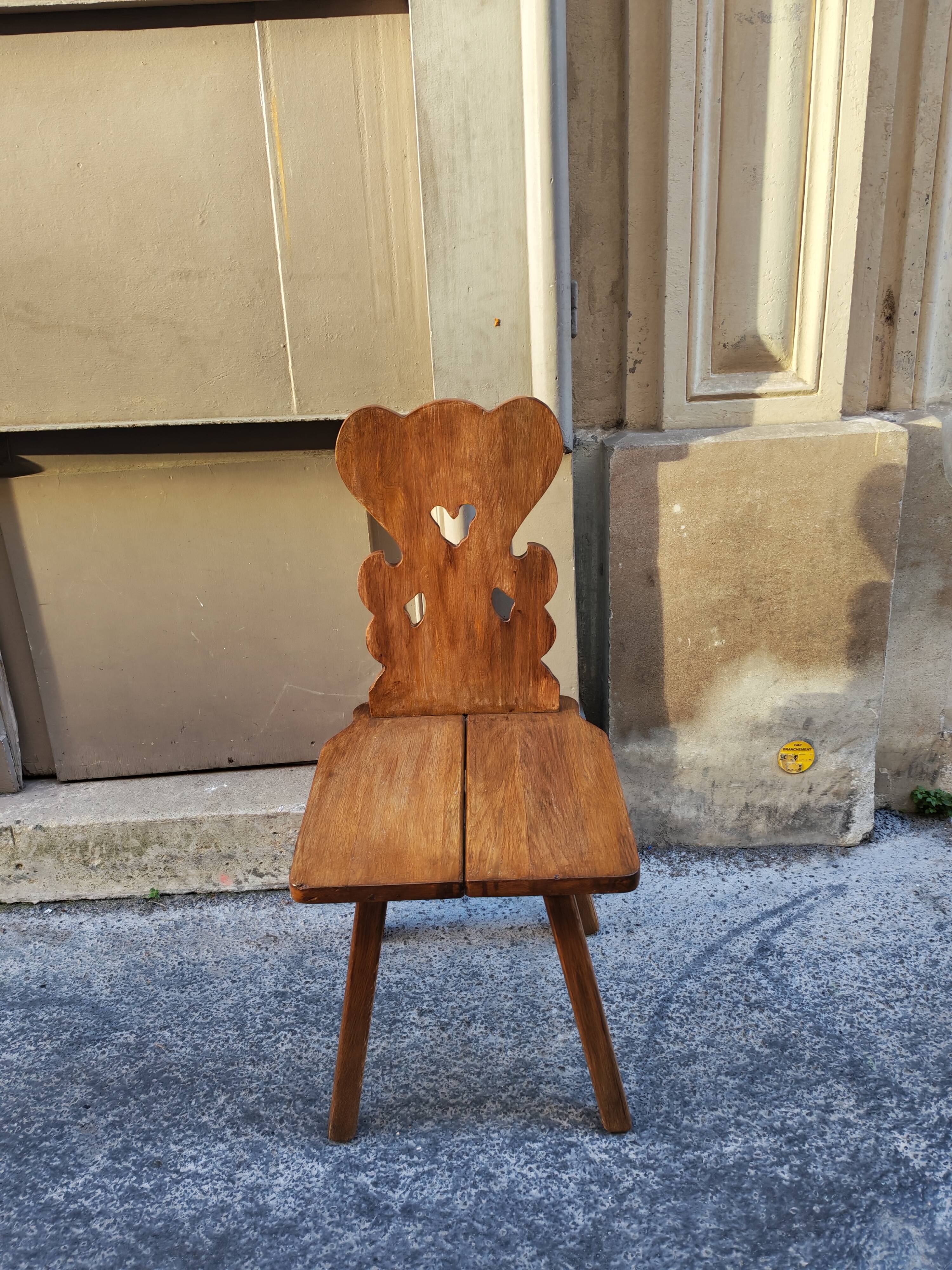 1960s solid wood folk chair