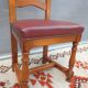 Set 6 chairs style Louis XIII VINTAGE 1980 Oak and Burgundy red leather