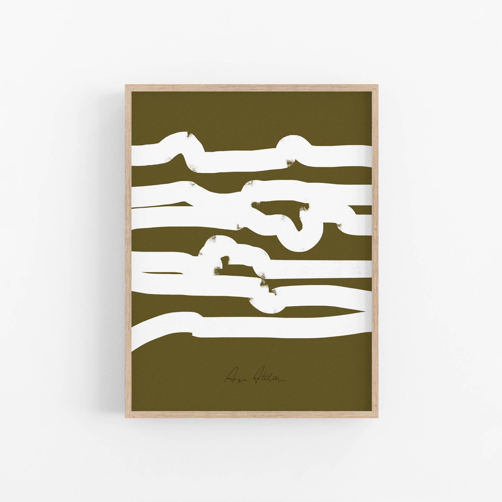 Abstract khaki giclee print, 50x70cm