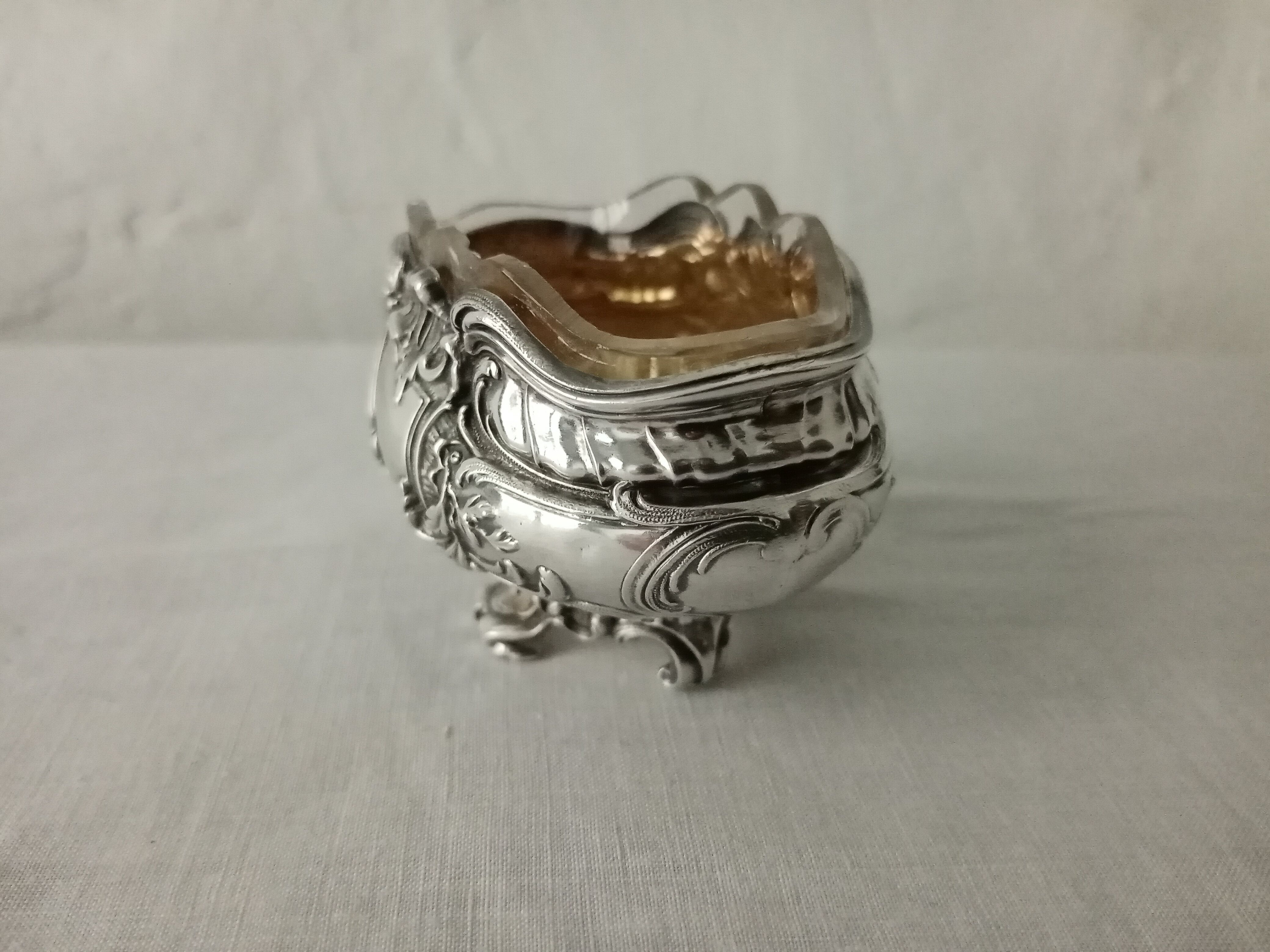 Former silver salt shaker miner punches rock dirt silver and 19th century glass