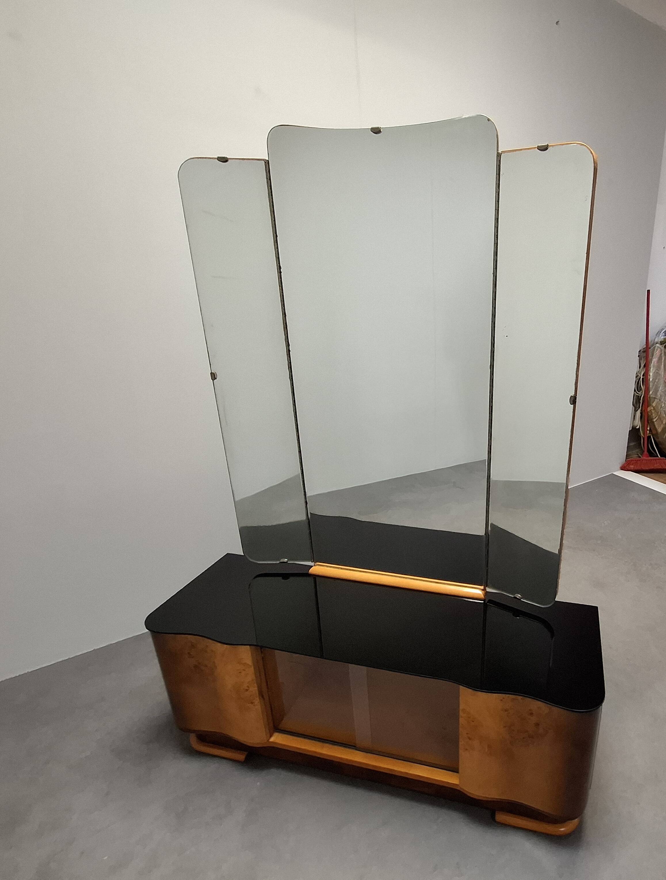 Art Deco Vanity Cabinet Attributed to Jindřich Halabala, Czechoslovakia, 19