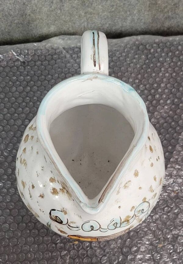 Sicile Pluchino Del Chiaro : vase Vintage en céramique a décors peints