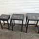 Chinese nesting tables in lacquered wood inlays of hard stones 60s