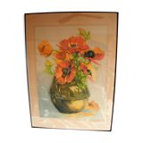 Bouquet of anemones in a copper vase