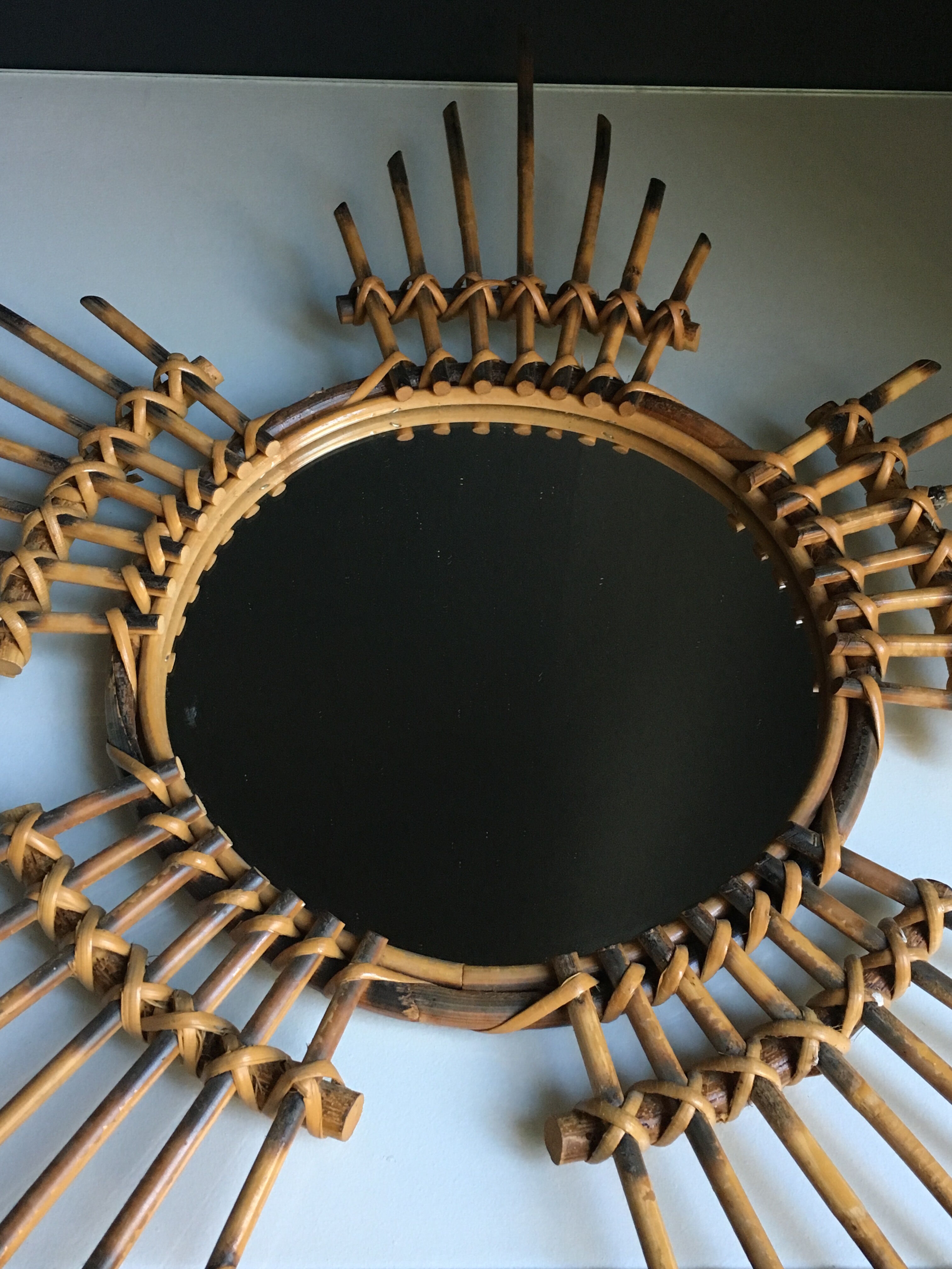 Miroir soleil en rotin 67 x 67 cm