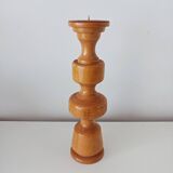 Set of 4 Scandinavian turned wooden candle holders