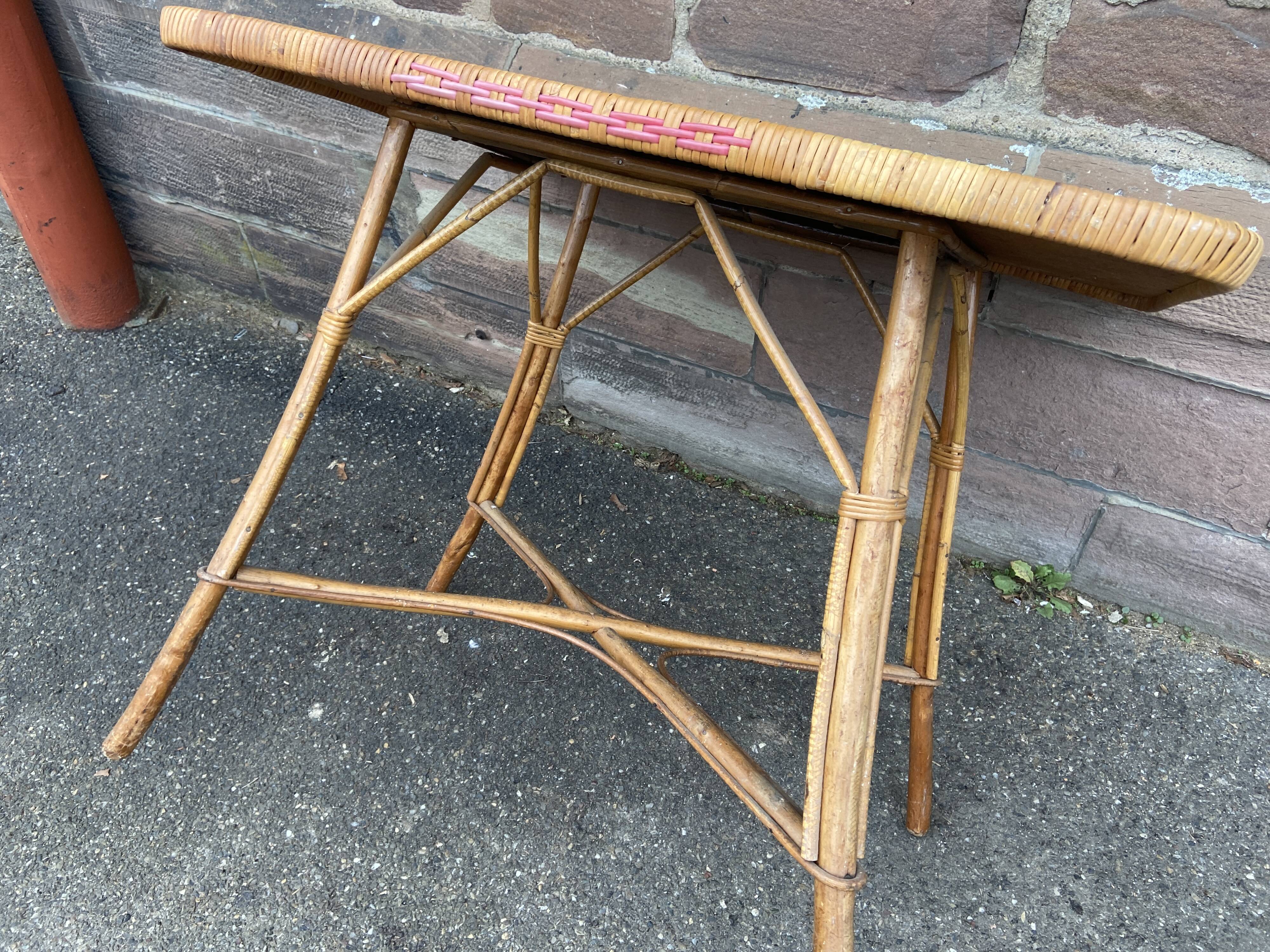 Vintage bamboo & rattan table 1950