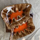 Serviteur apéritif en céramique émaillée, style Vallauris, Vintage