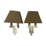 Pair of chrome and brass sconces, Italy, 1970s