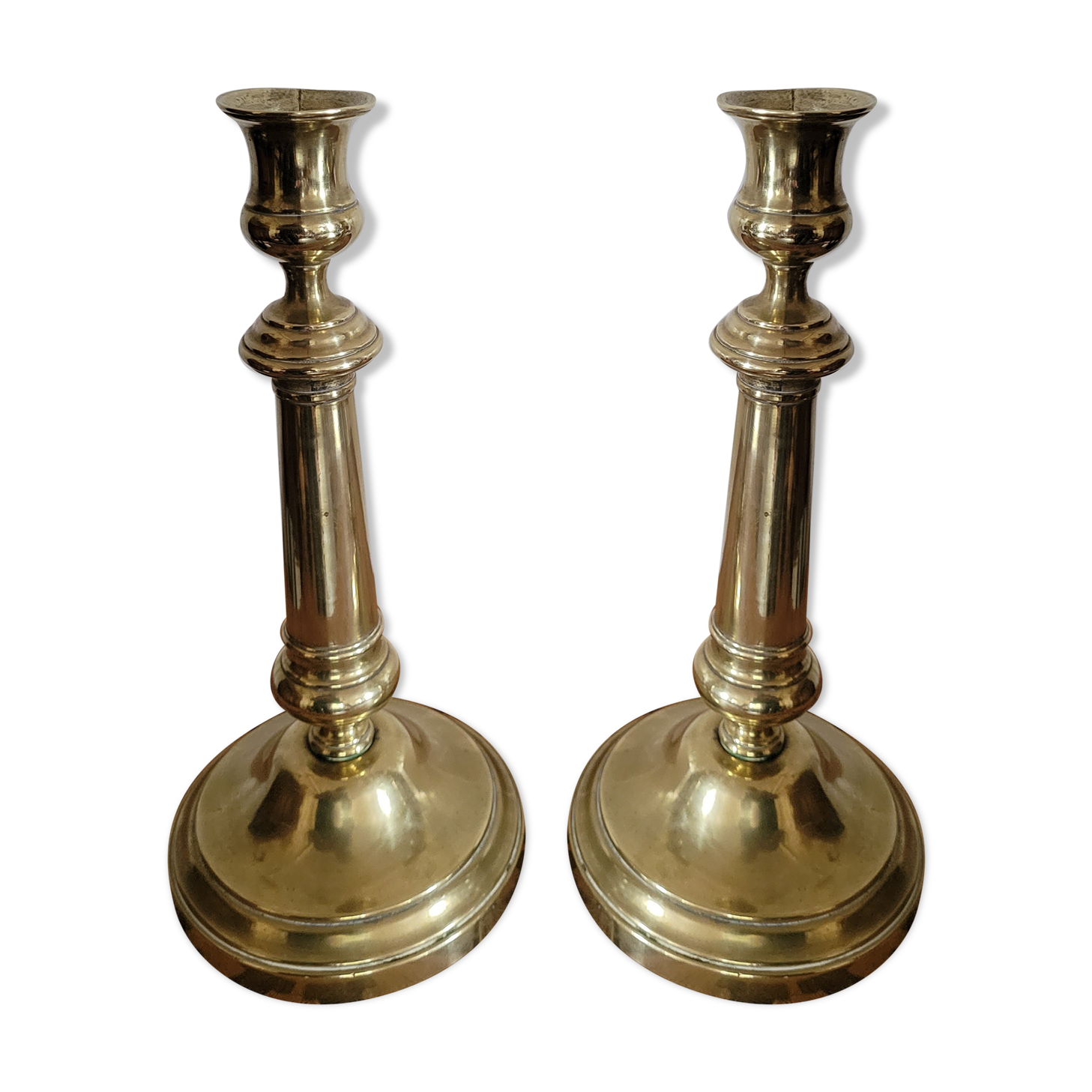 Pair of Louis Philippe brass candle holders