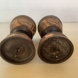 Pair of carved wooden candlesticks