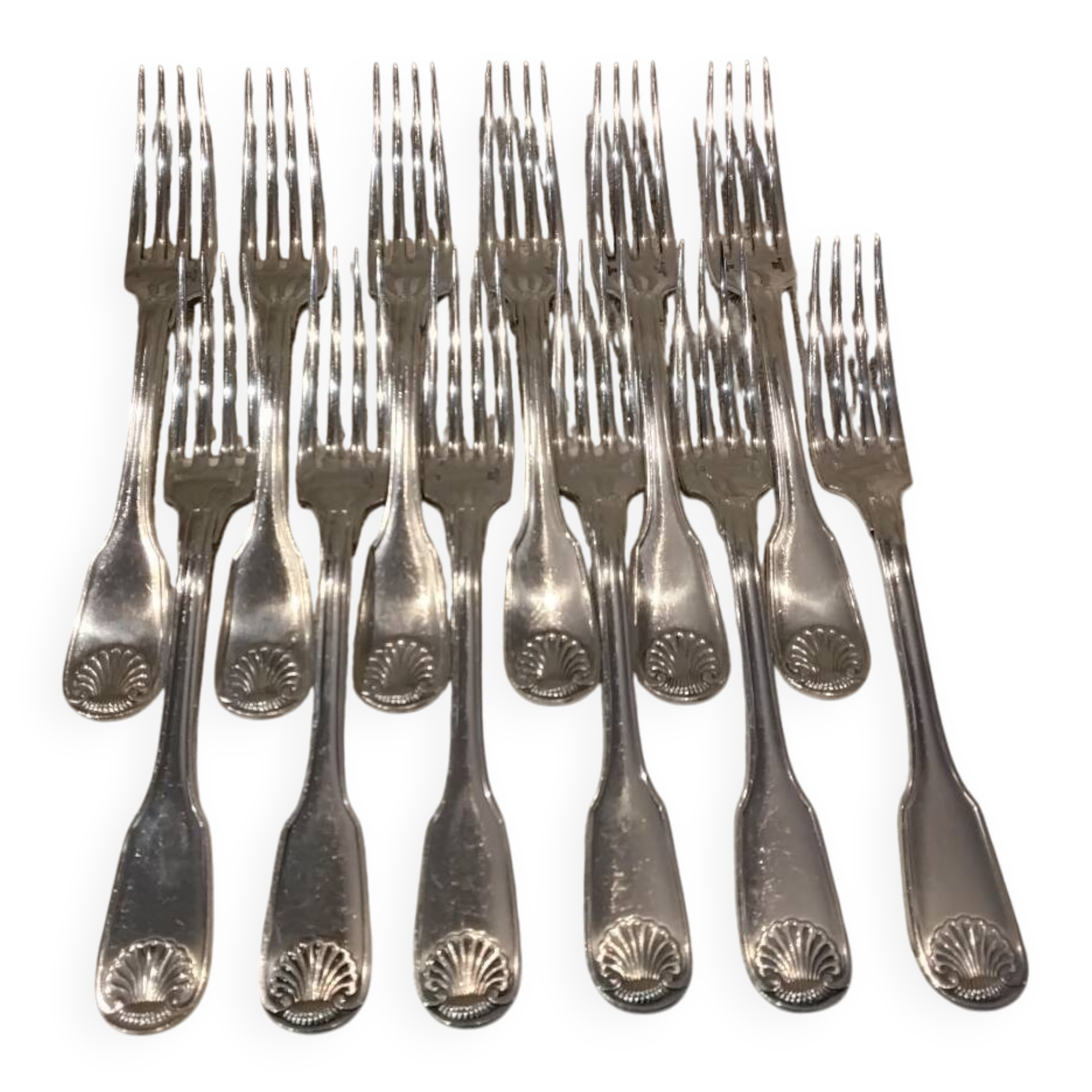 12 silver plated table forks by Christofle Vendome