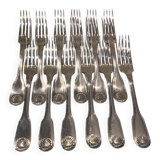 12 silver plated table forks by Christofle Vendome