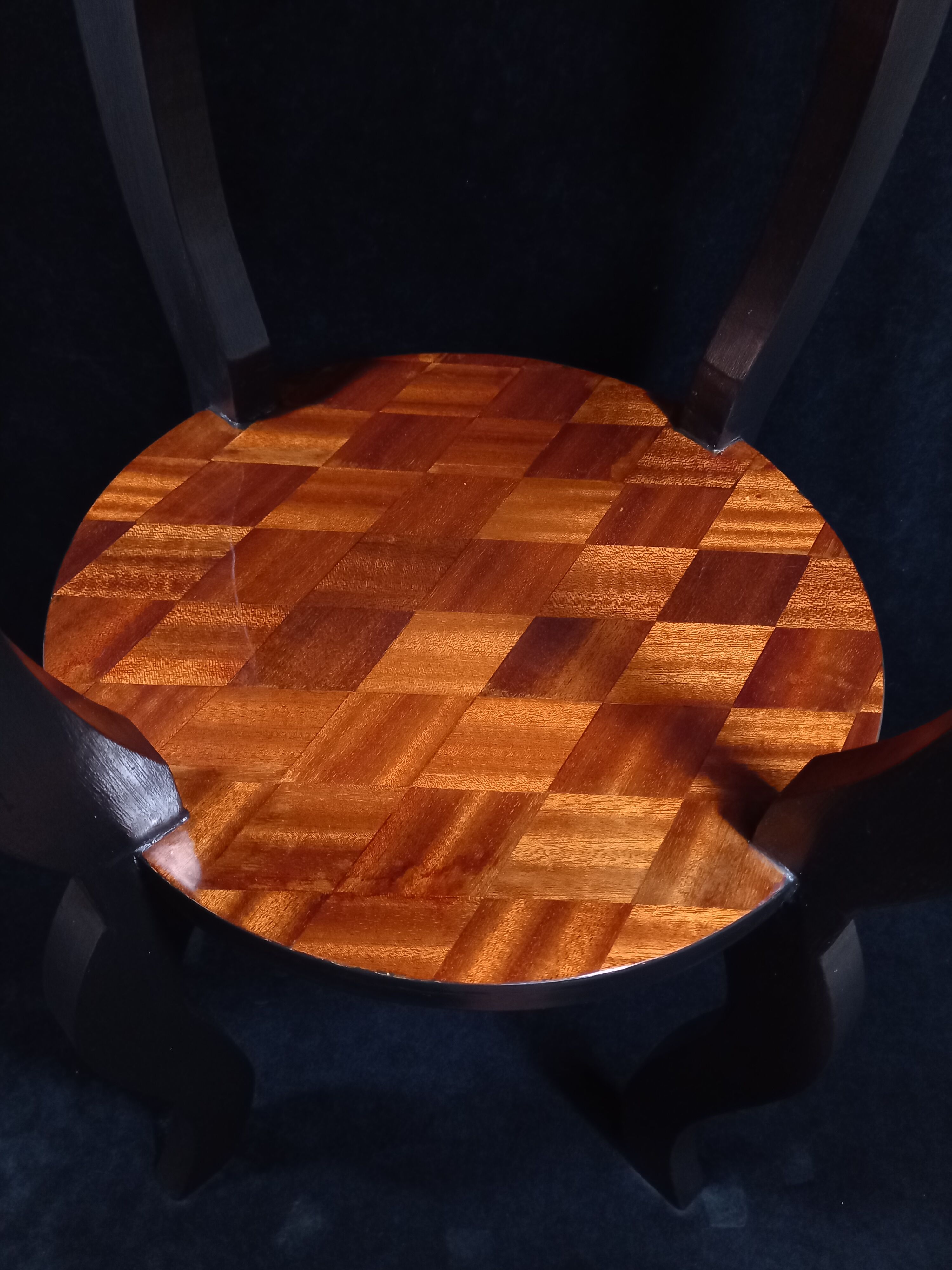 Old Side Table Redesigned with Mahogany Marquetry