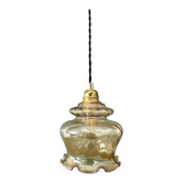 Suspension globe vintage en verre ambré 
