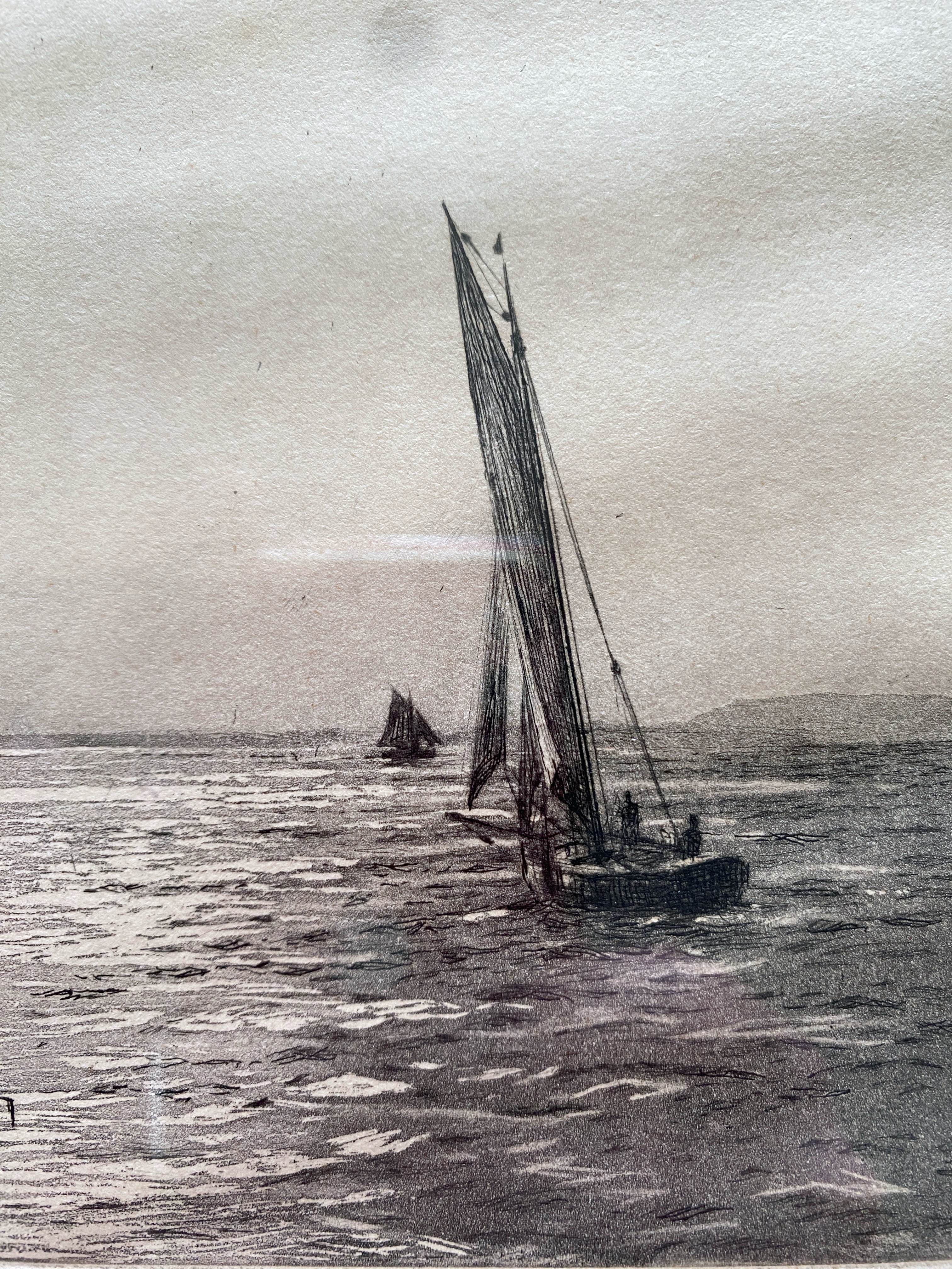 Original painting engraving Rowland Langmaid (1897/1956) "In the Path of the Sun"