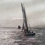 Original painting engraving Rowland Langmaid (1897/1956) "In the Path of the Sun"