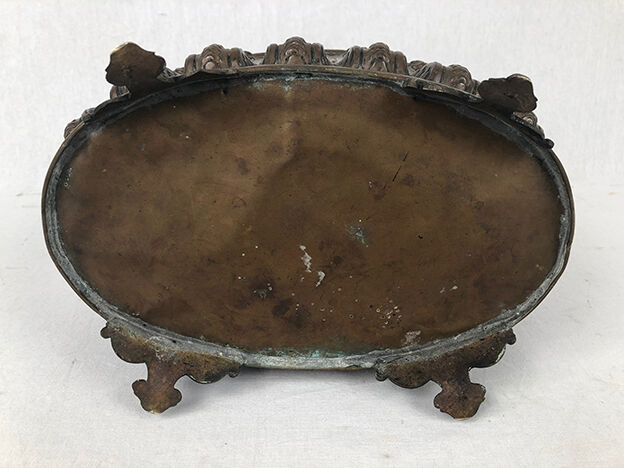Old brass planter with brown patina