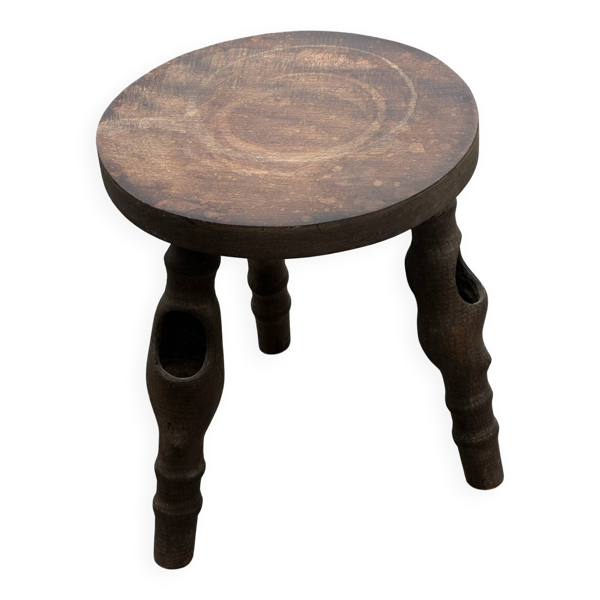 Tabouret tripode sculptural Gabriel Lucas, Bretagne – circa 1970