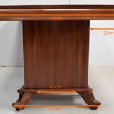 Rectangular table in solid mahogany and plated 1930/1940