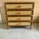 Vintage 4-drawer chest of drawers from 1970, rattan and bamboo, excellent condition.