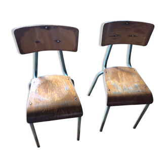 Pair of metal and plywood chair