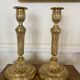 Pair of Louis XVI torch candlesticks in gilded bronze