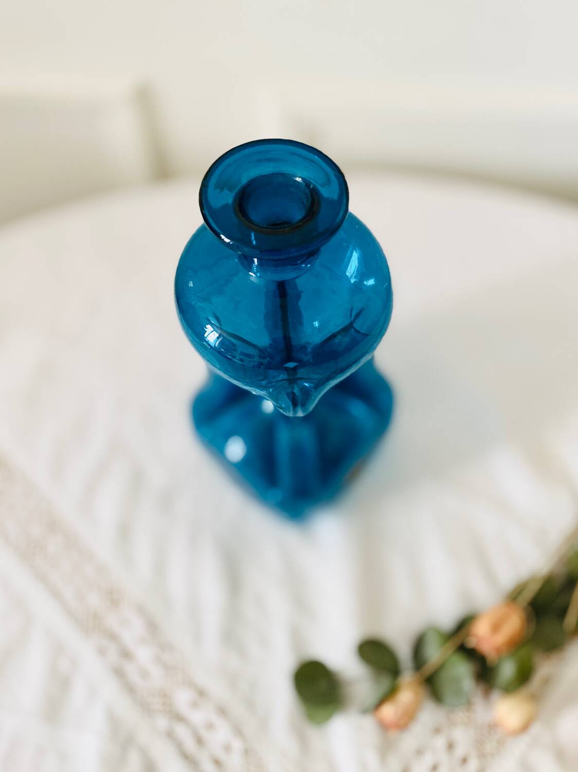 Vintage blue Kluk Kluk Kastrup Glas carafe, 1950s Denmark