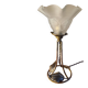 lampe fer nickelé 1900 a 20 tulipe verre papillon 32x16