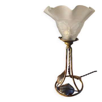 nickel-plated lamp 1900 with 20 glass butterfly shades 32x16