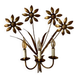 3-light flower wall light in gold metal