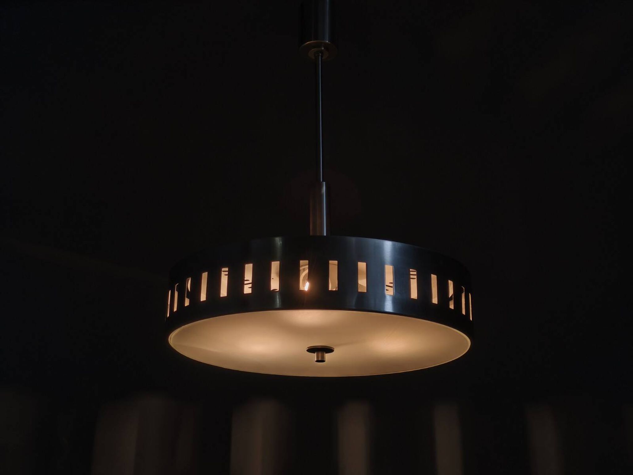 Space Age UFO Chandelier, Metal and Glass, Czechoslovakia 1970s