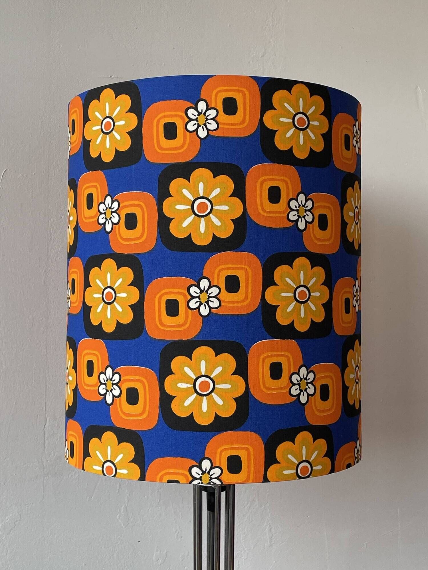 Lampshade blue daisy h40 d30 vintage 70's