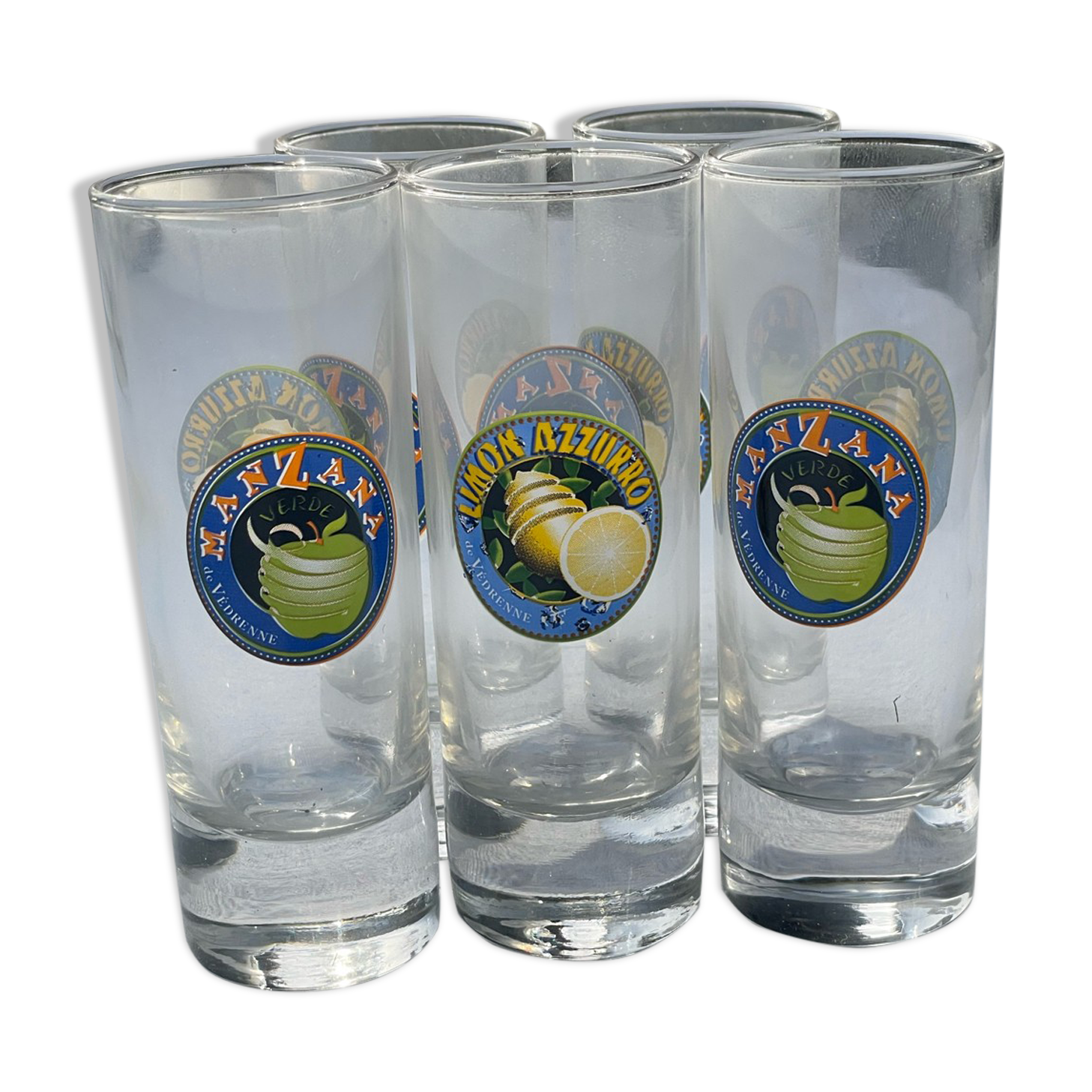 5 glasses with Limoncello and Manzana