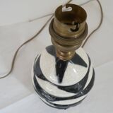 Black and white ceramic lamp base with geometric design Vintage