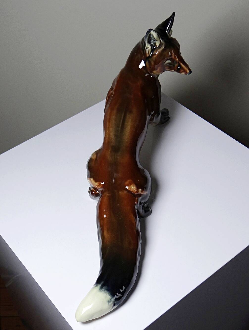 Large ceramic fox from St Clément, after Kraner, 1930s-50s.