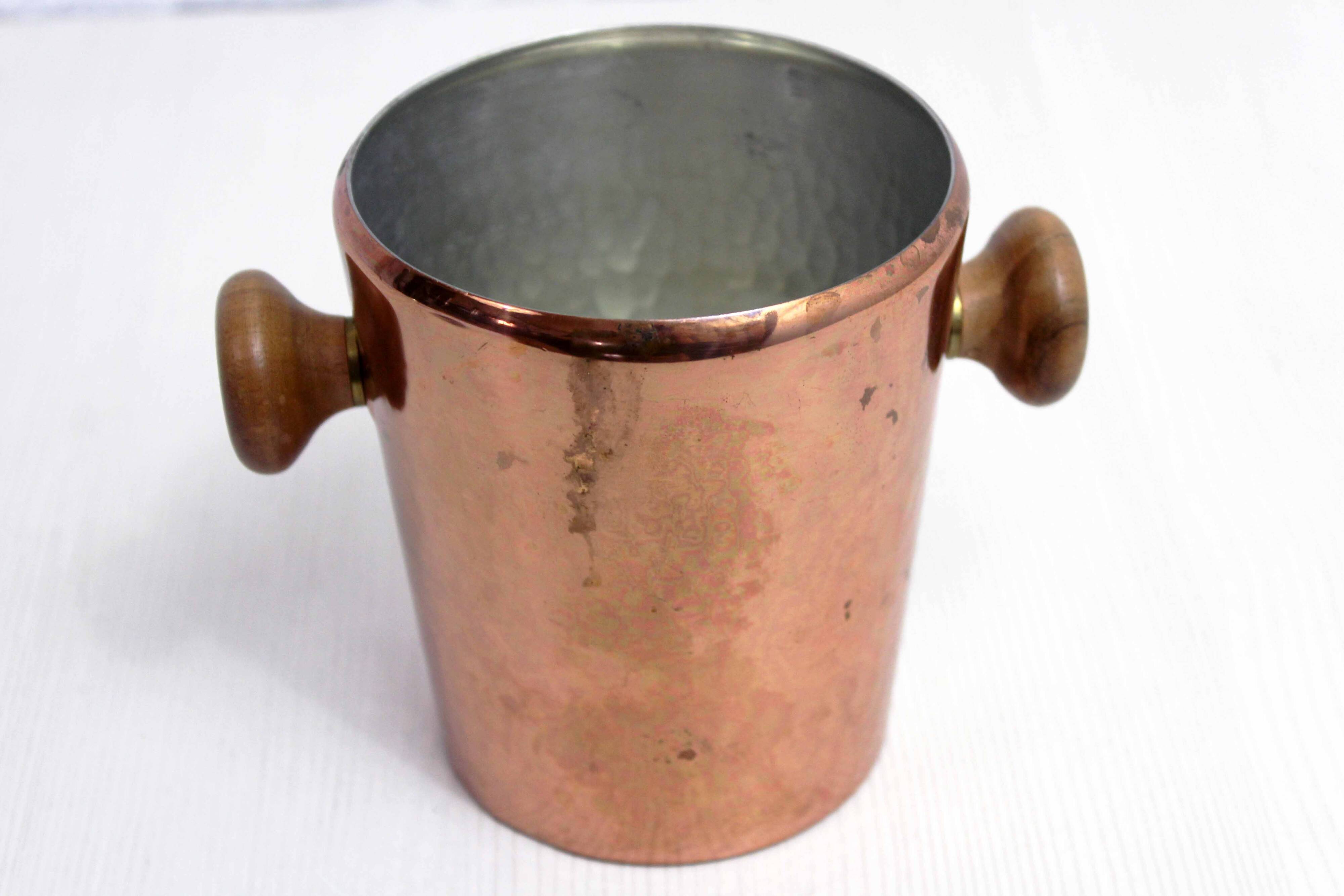 Small copper and teak ice bucket