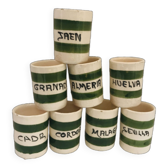 Set of 8 small striped cups Spain
