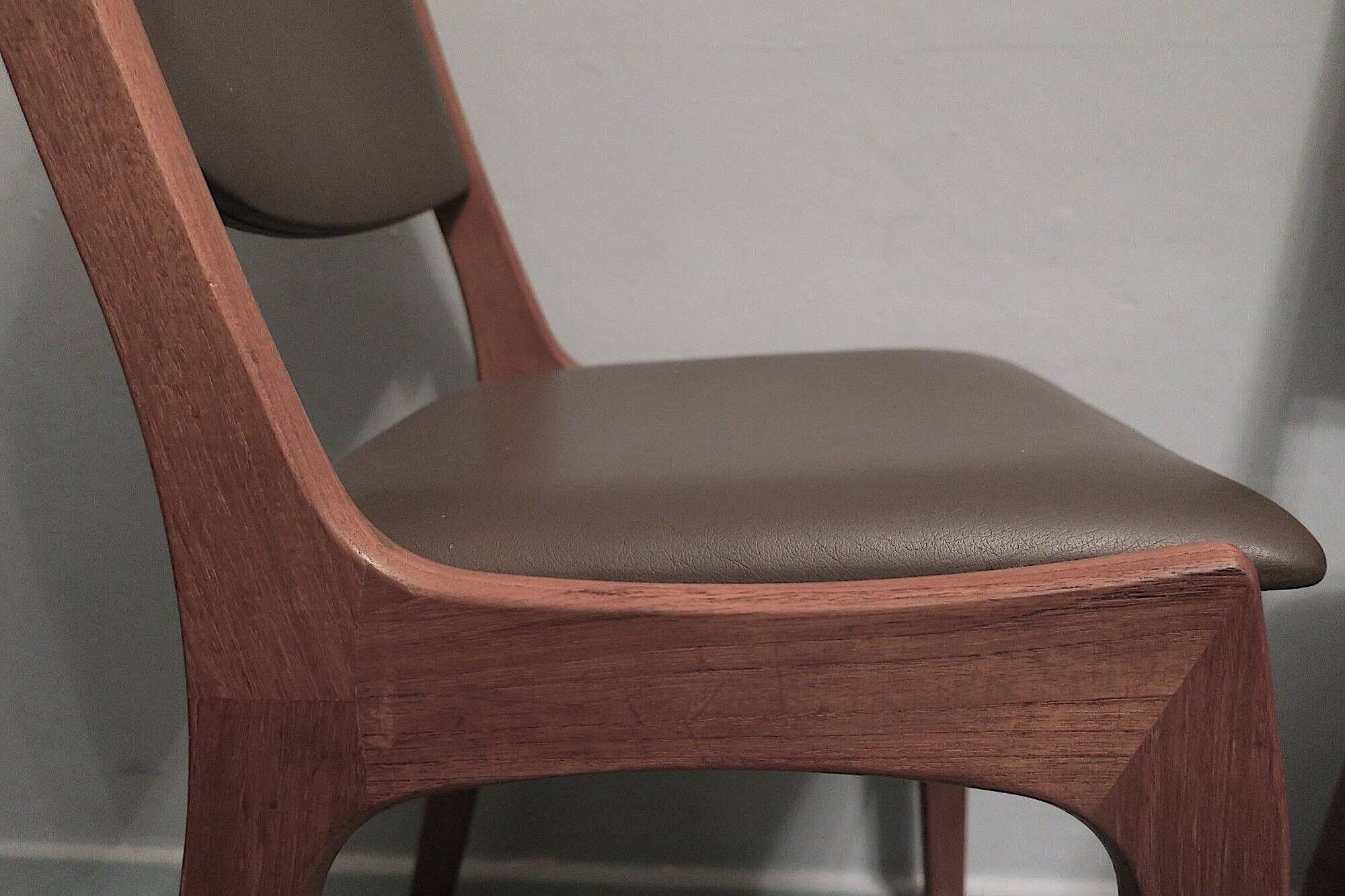 Pair of K S Mobler dining chairs in teak and leather, Denmark 1960s
