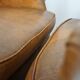 Set of 2 beautiful and correct sheep leather wingback armchairs with fixed seat cushions