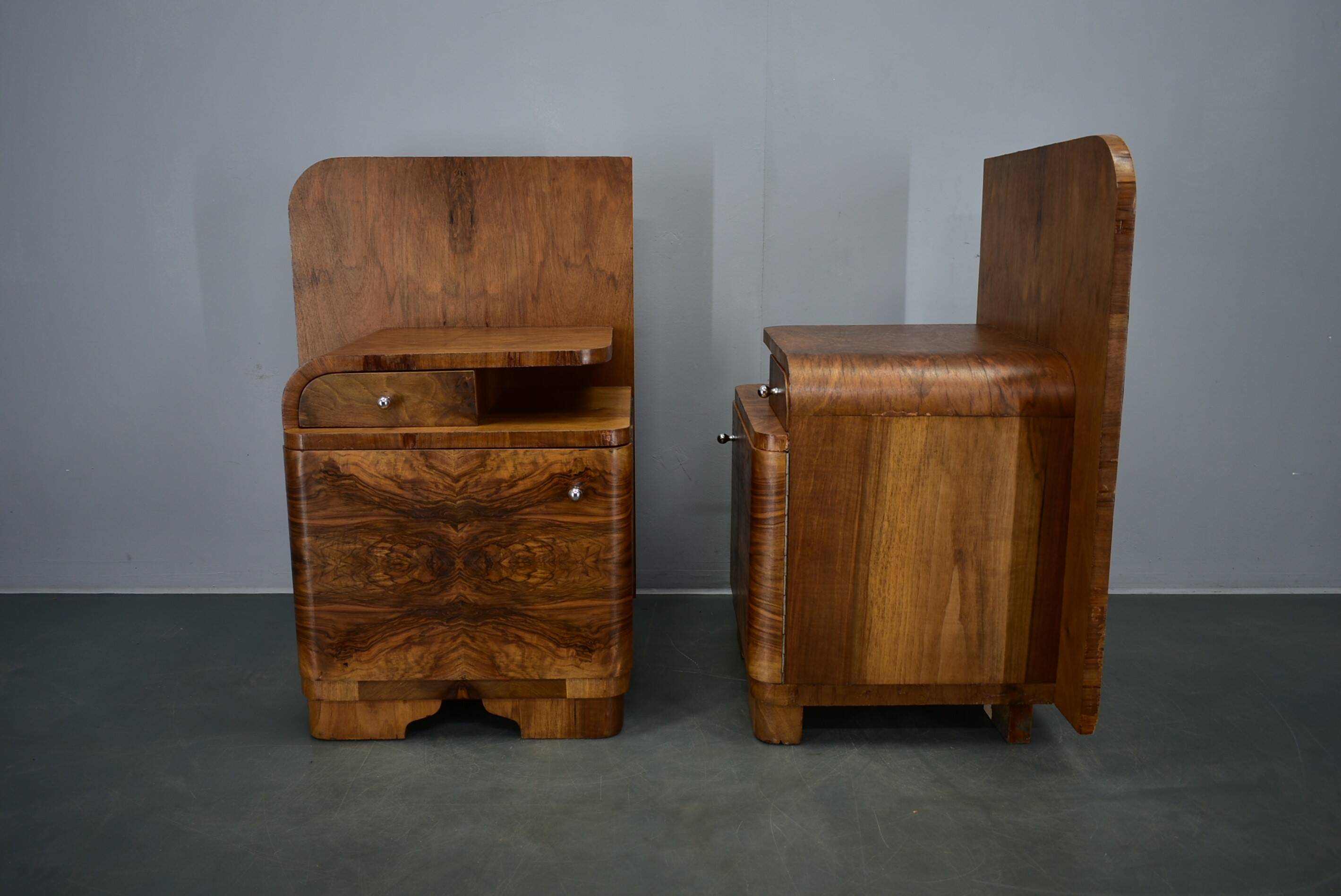 1939s pair of Art Deco bedside tables, Czechoslovakia