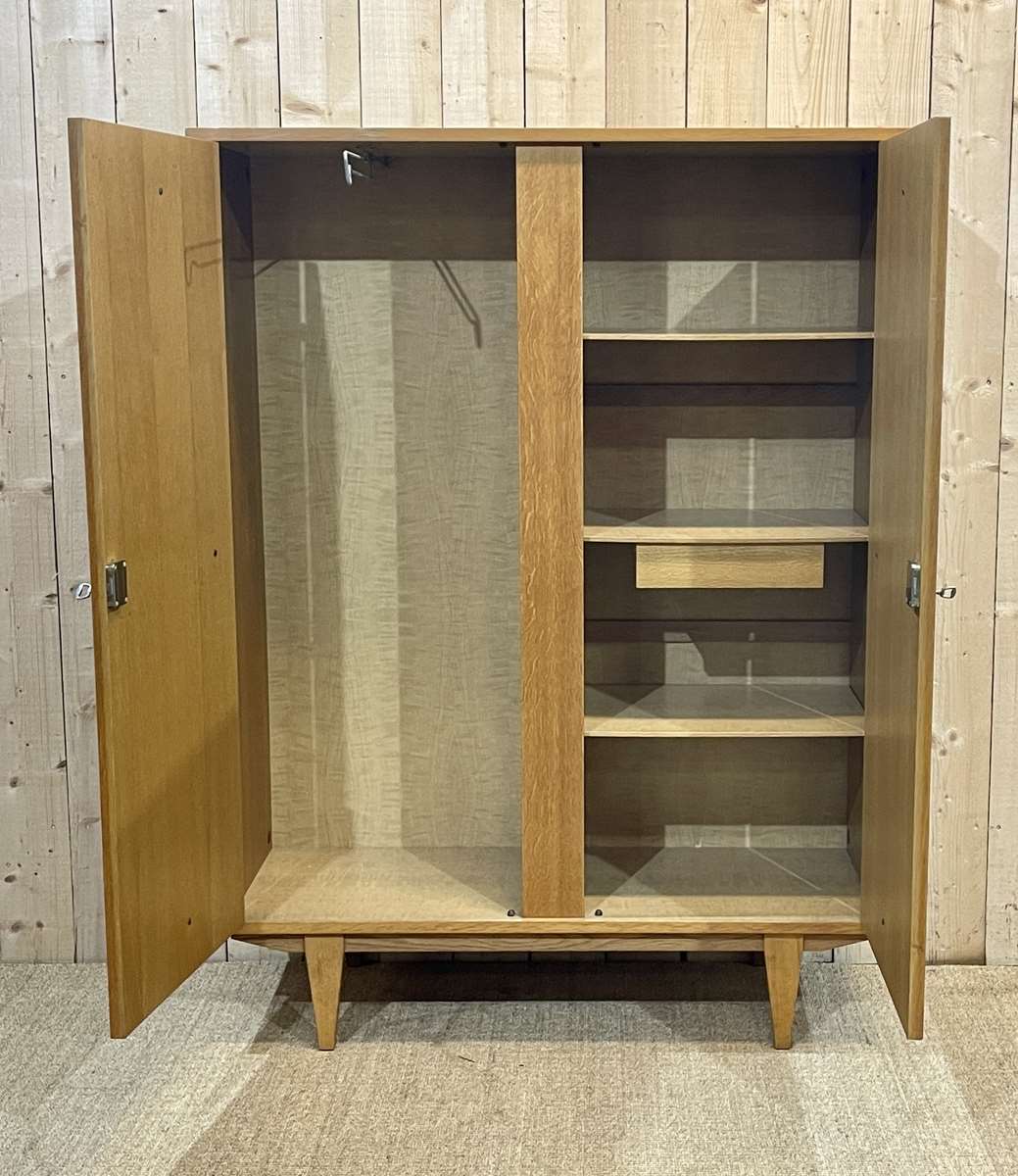 Wardrobe in bamboo and oak from the 1960s