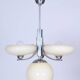 Art Deco Chandelier in Chrome-Plated Steel and Opal Glass, Czech, 1920s