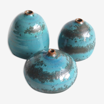 Trio of green miniature ceramics Antonio Lampecco