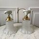 Pair of tulip wall lamps in molded glass on porcelain support 20s