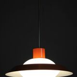 1970s Czechoslovak mid-century orange opaline glass pendant lamp